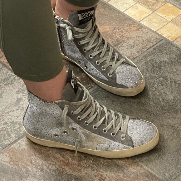 GOLDEN GOOSE GLITTER GREY SILVER FRANCYS EUC 38 - Picture 10 of 17